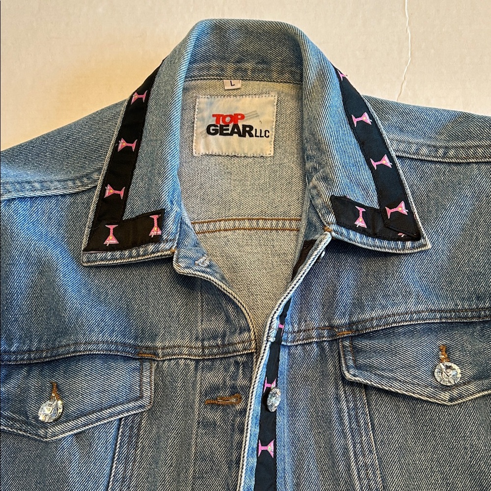 Denim Jean Jacket.  Martini glass trim!  🍸